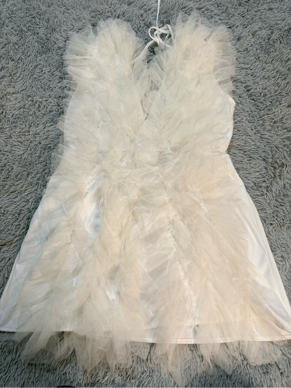 Ivory Ruffled V-Neck Mini Dress - Picture 7 of 9